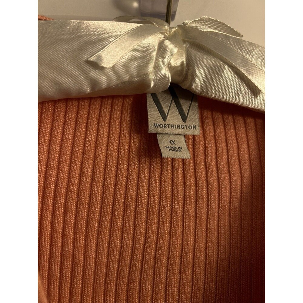 Worthington Peach Ribbed Button Front Cardigan Sweater Women’s 1X Soft Chic - Picture 4 of 13